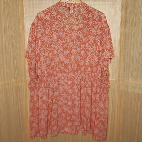 Torrid Womens Orange White Short Sleeve Floral Blouse 6X - Picture 2 of 8